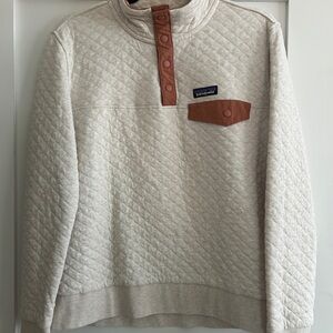 Patagonia Cream and Brown Textured Knit Sweater